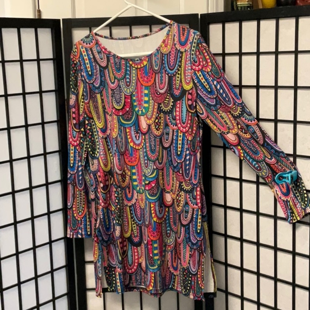 Colorful Patterned Long Sleeve Dress